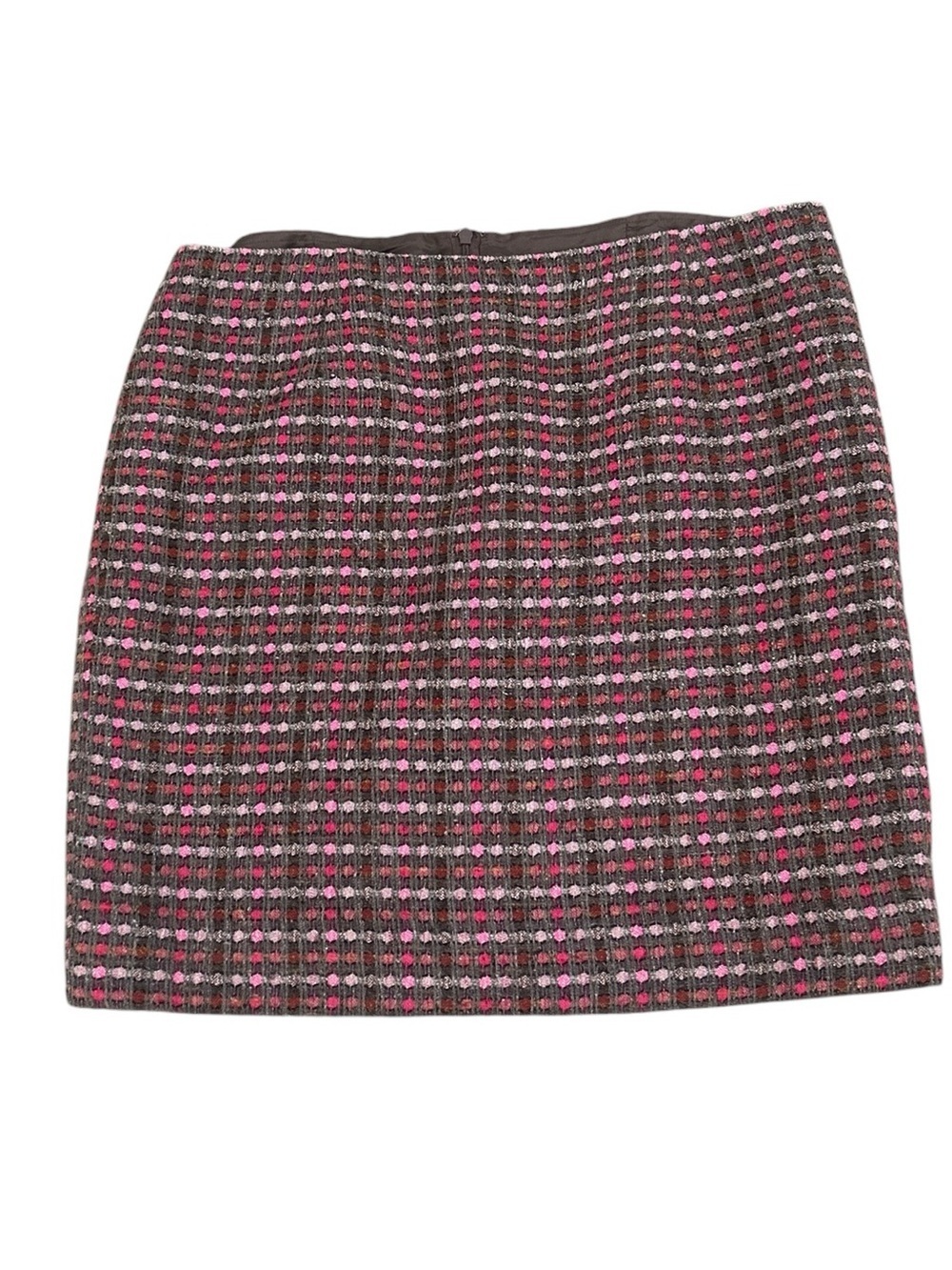 Worth Pink & Brown Tweed lined Pencil Skirt back zip wool silk blend size 14